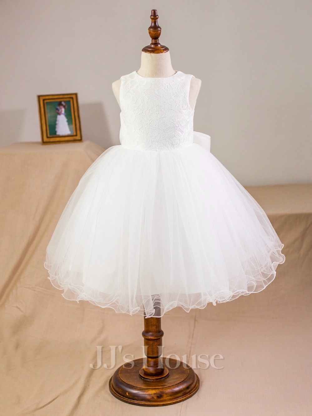 JJs House White Sleeveless Tulle Flower Girl Dress